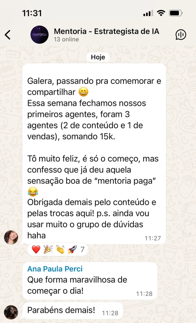Mensagem 2 de aluno ou mentorado, reproduzida da página Workshop