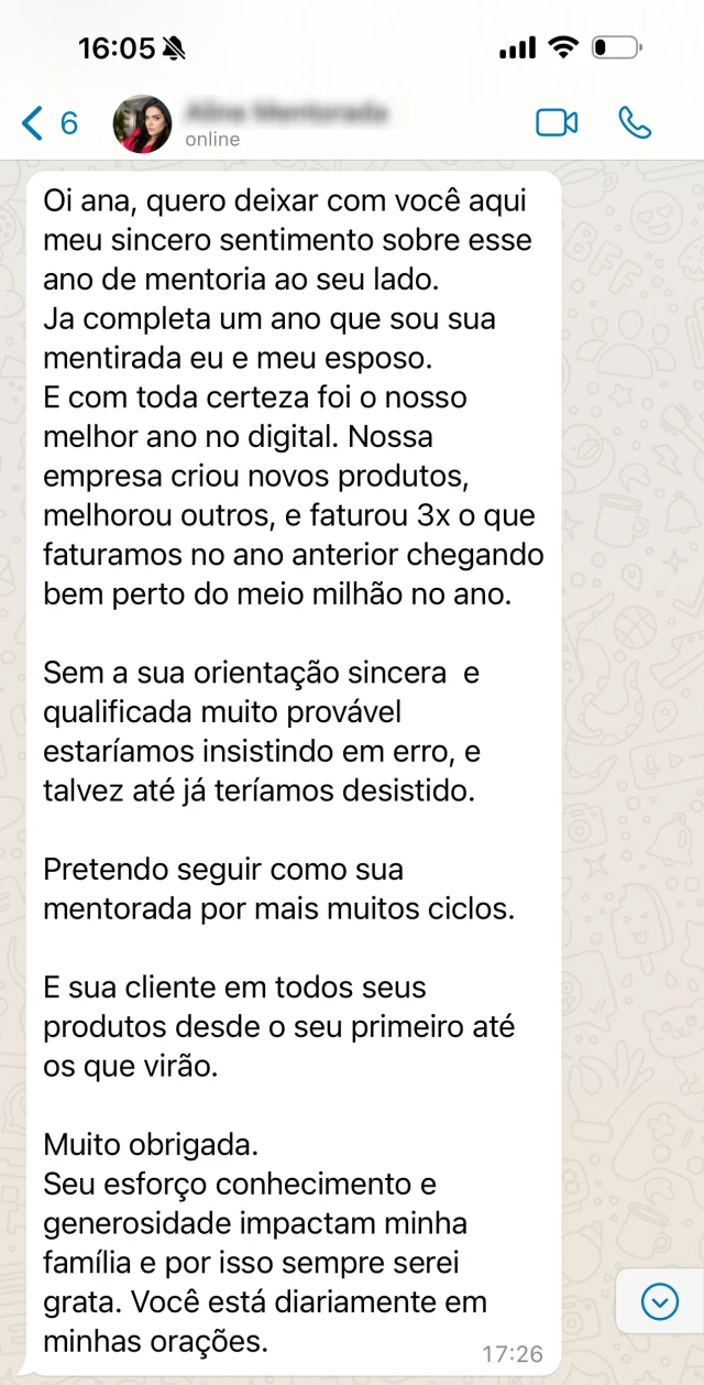 Mensagem 4 de aluno ou mentorado, reproduzida da página Workshop